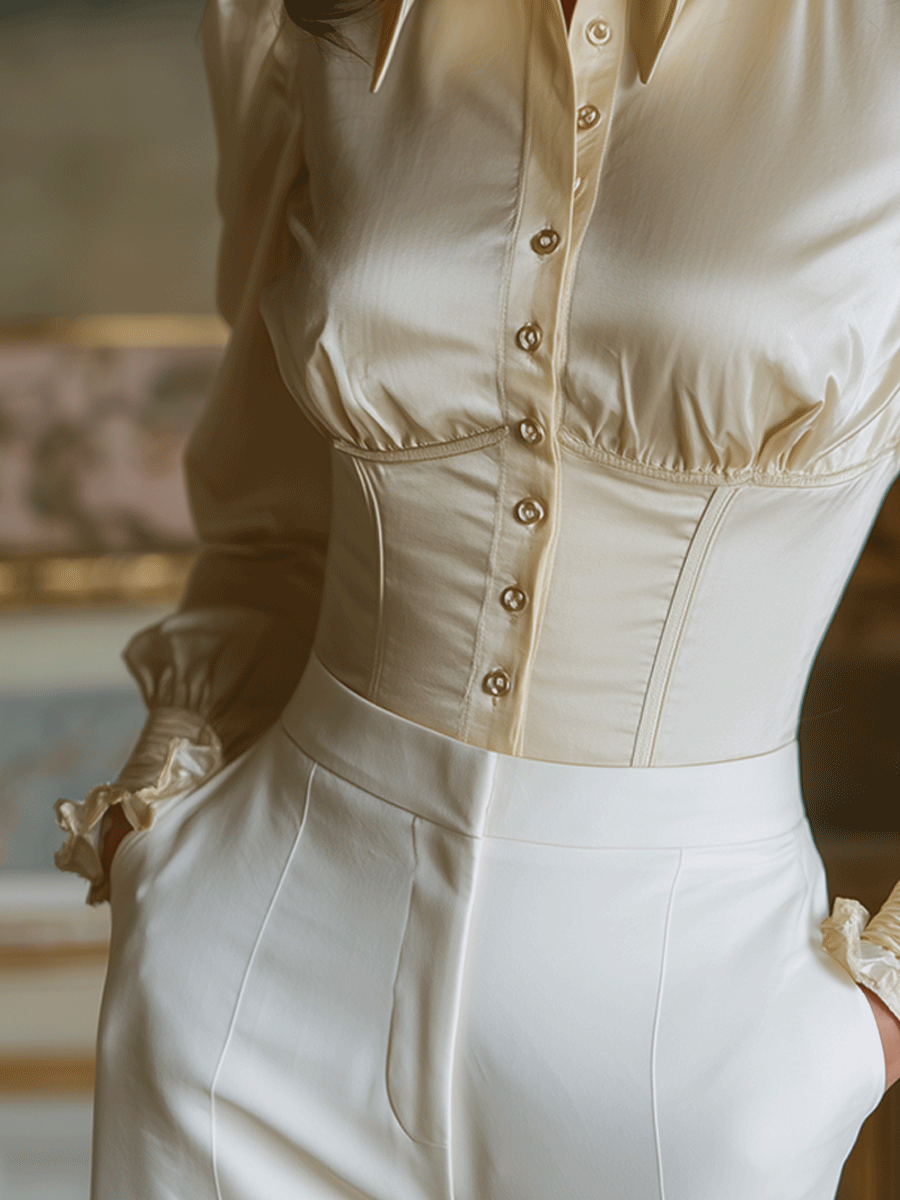 Vintage Elegant Satin Corset Shirt