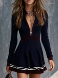 Retro Low-rise Frayed Trim Denim Mini Dress