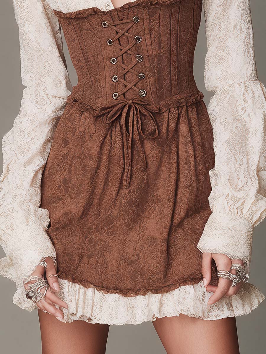 Vintage Elegant Full Lace Overlay Corset Dress