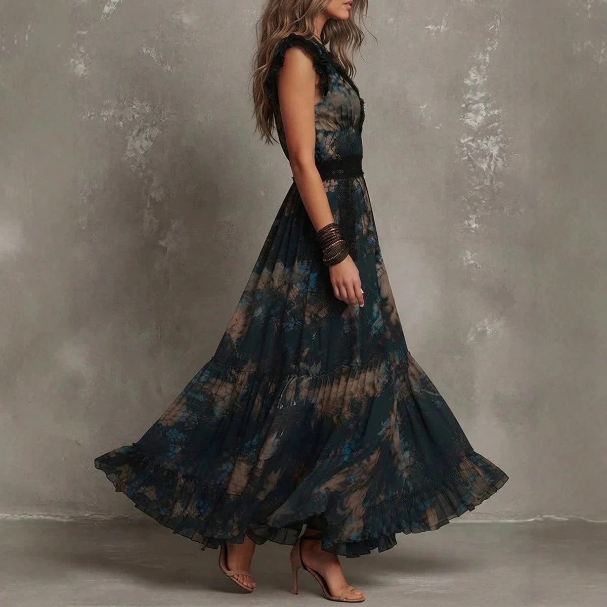 Midnight Garden Lace Maxi Dress