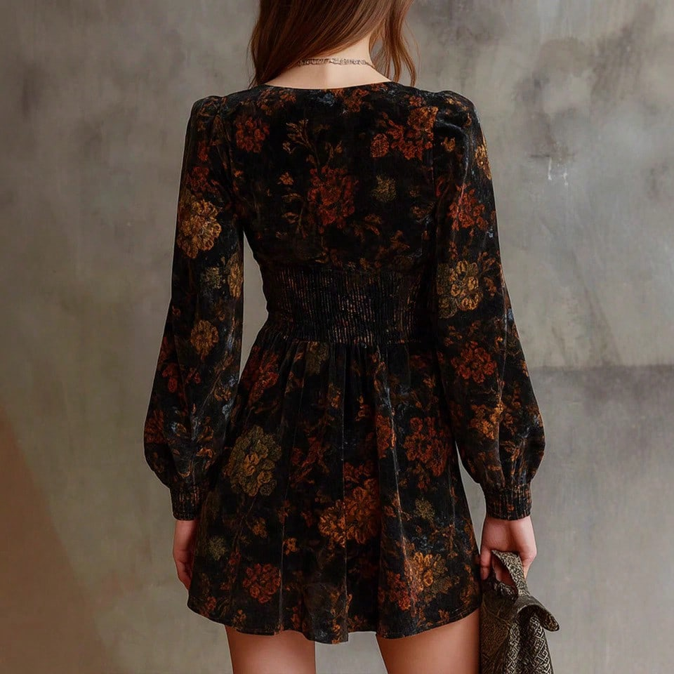Autumn Tapestry Long Sleeve Mini Dress