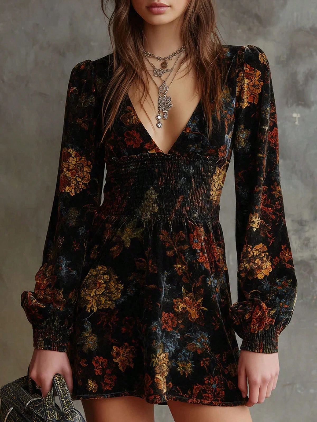 Autumn Tapestry Long Sleeve Mini Dress
