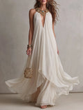 Halter Plunge Metallic Embellished Maxi Dress