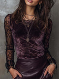 Velvet And Lace Gothic Sheer-Sleeve Top