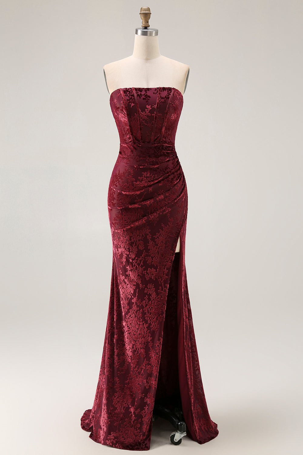 Peacock Green Velvet Mermaid Corset Long Wedding Guest Dress with Slit