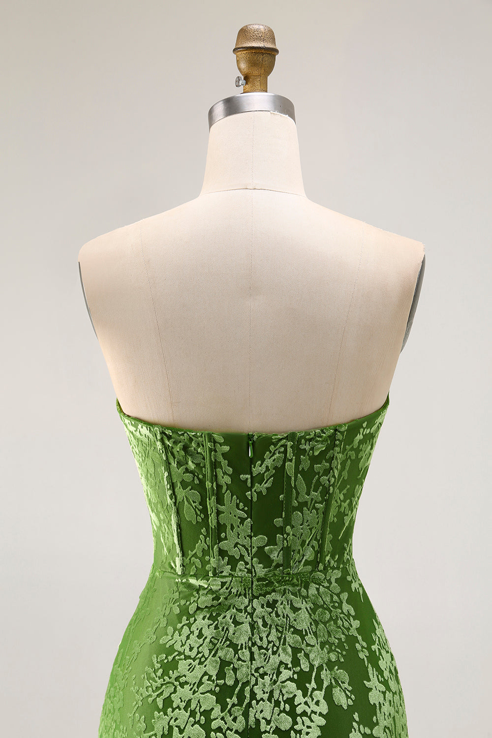 Peacock Green Velvet Mermaid Corset Long Wedding Guest Dress with Slit
