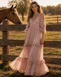 Cold Shoulder Ruffle Tiered Maxi Dress