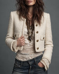 Ivory Textured Tweed Jacket
