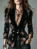 Black Floral Velvet Blazer