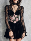 Black Velvet Lace Corset Dress