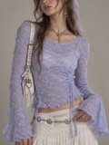 Lavender Lace Knit Long Sleeve Top