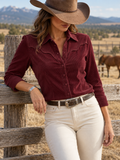 Burgundy Corduroy Western Yoke Button Front Shirt