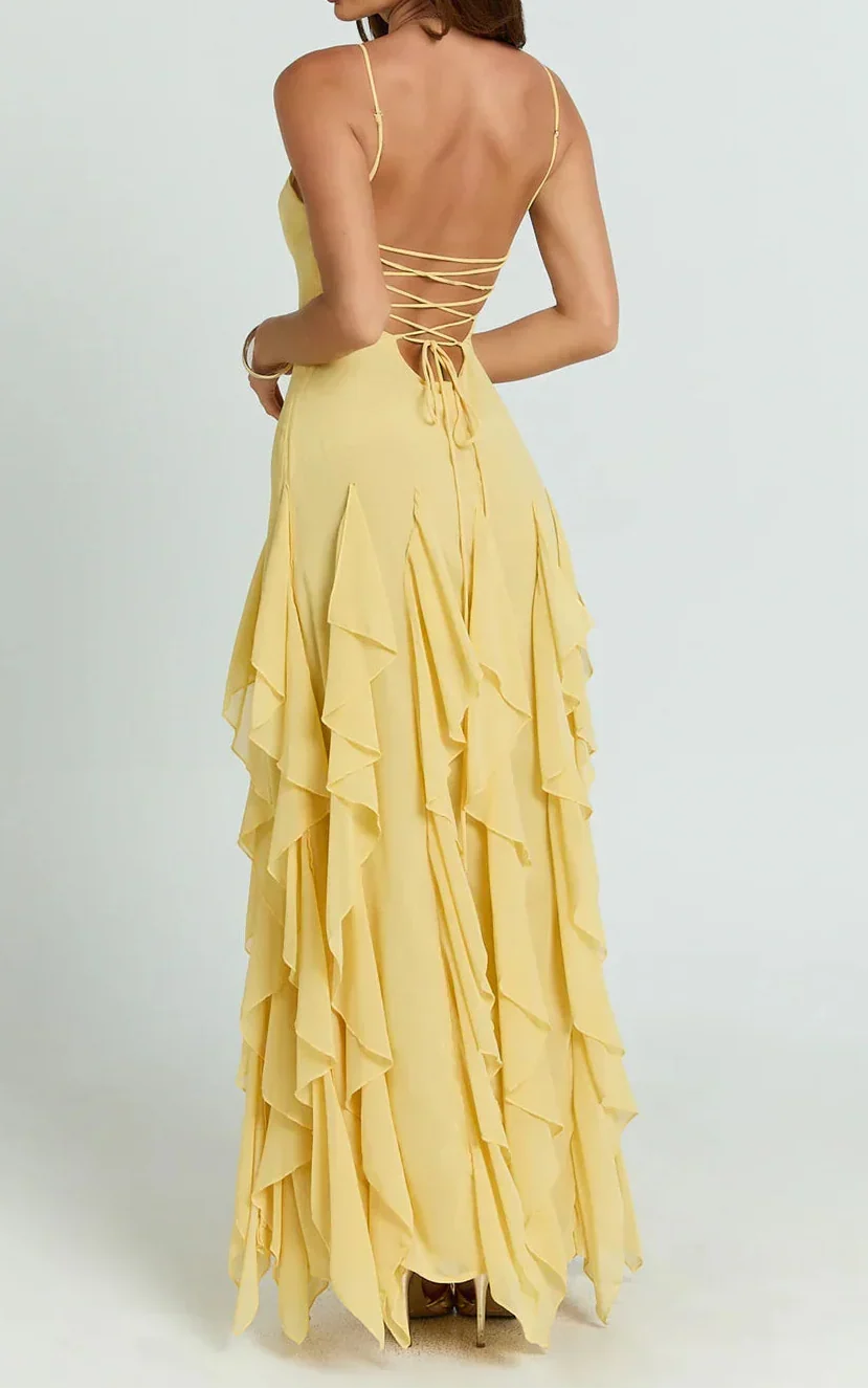 Tulle Muse Spaghetti Strap Tiered Ruffled Dress