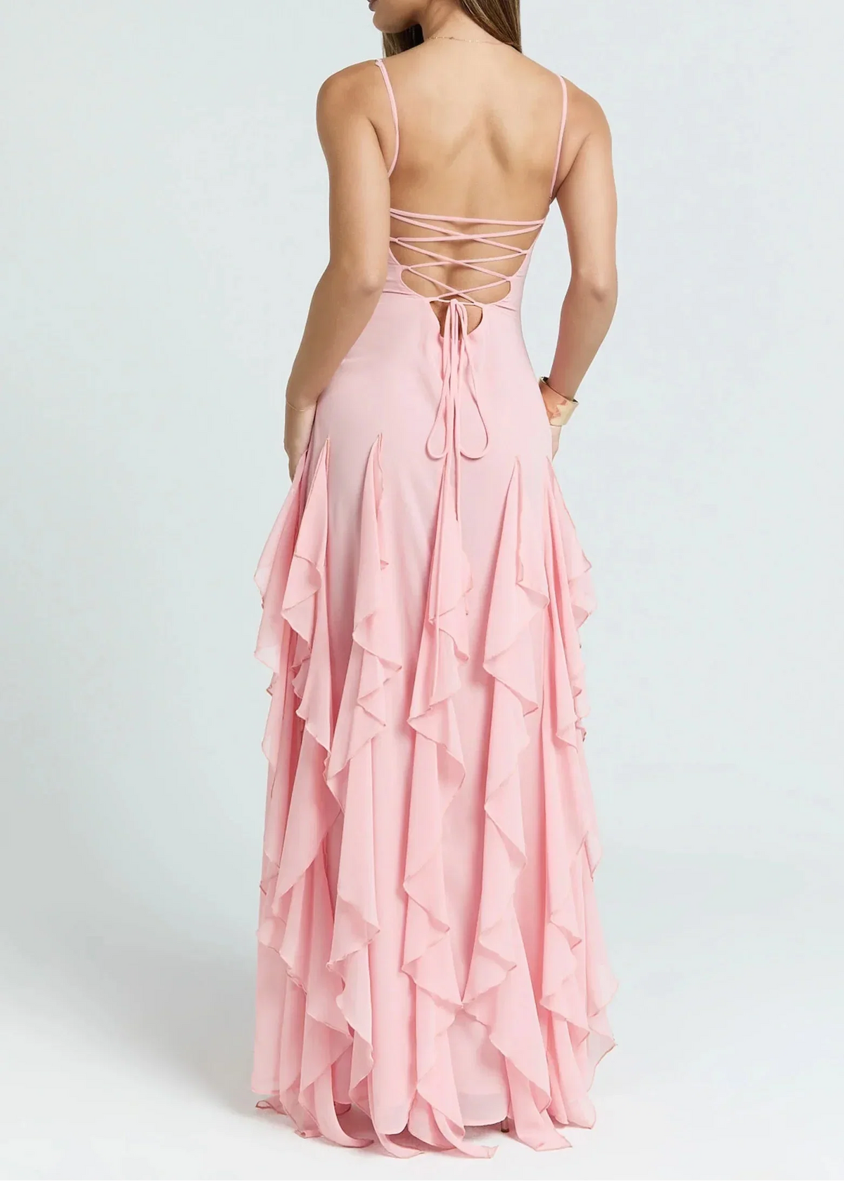 Tulle Muse Spaghetti Strap Tiered Ruffled Dress