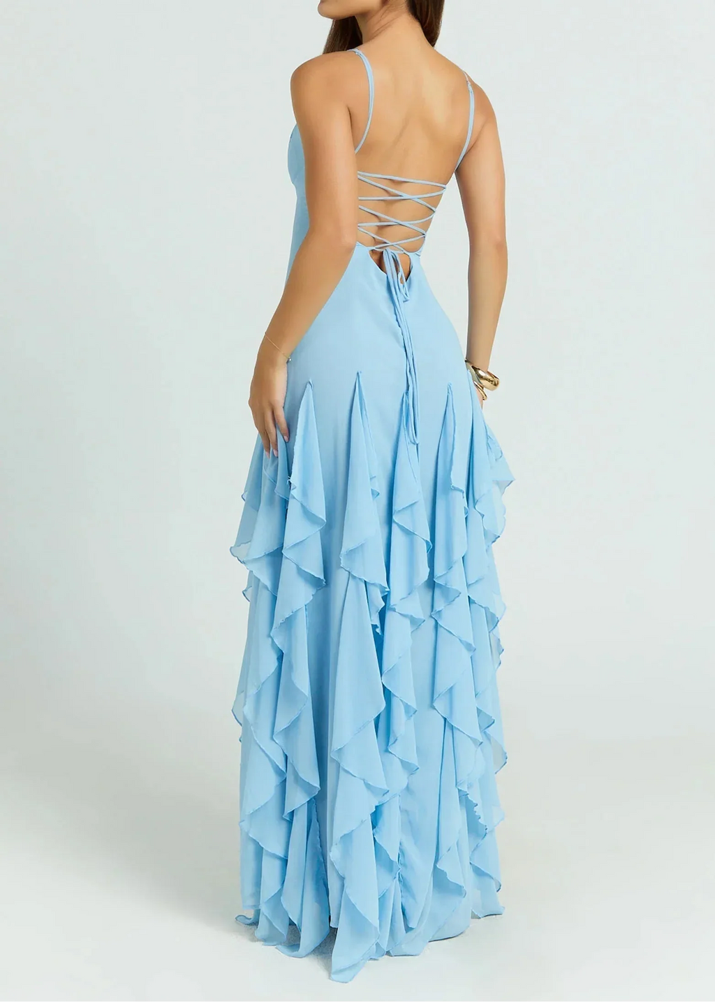 Tulle Muse Spaghetti Strap Tiered Ruffled Dress