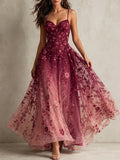 Ombre Floral Embroidered Tulle Ball Gown