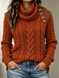 Rust Cowl Neck Cable Knit Sweater