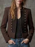 Brown Military Button Front Jacket