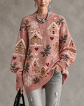 Pink Gingerbread House Crew Neck Sweater