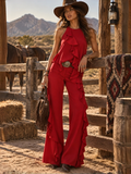 Red Ruffle Sleeveless Two-Piece Set