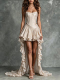 Champagne Corset High-Low Ruffle Dress