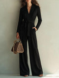 Black Tailored Wide Leg Jumpsuit