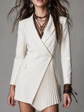 White Tailored Pleated Blazer Dress