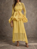 Yellow Ruffled Sheer Maxi Dress