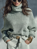 Vintage High-neck Loose Knit Sweater