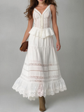 White Boho Lace Maxi Dress