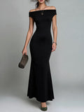 Women Off Shoulder Bodycon Mermaid Maxi Dress